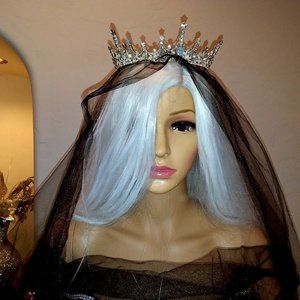 "MARIA LOUISA" Gothic Romance Wedding Crown & Veil Set